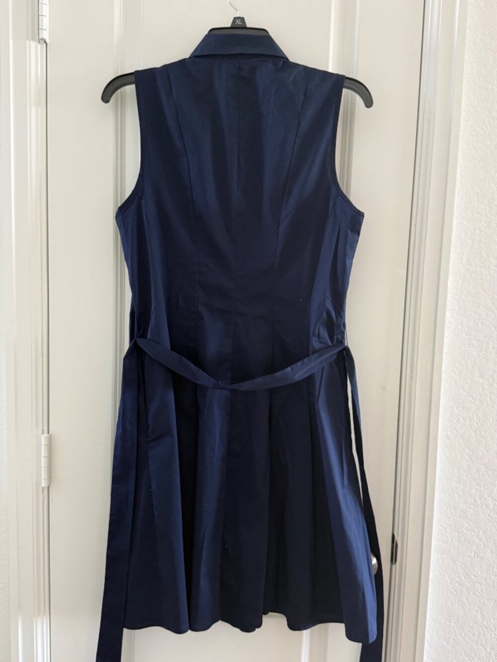 New York & Company Navy Sleeveless Button-Down Shirt Dress M Cotton Blend - Picture 3 of 7